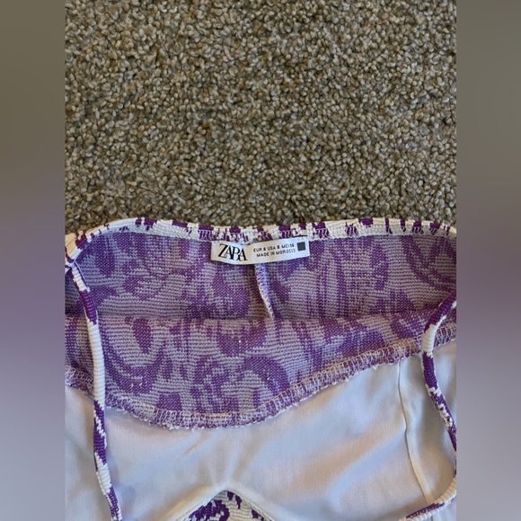 Zara Purple and White Design Thin Strap Dress - Picture 3 of 4